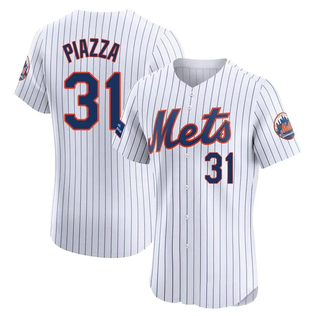 Keante NY.Mets #31 Mike Piazza Player White Home Limited Elite Stitched Jerseys