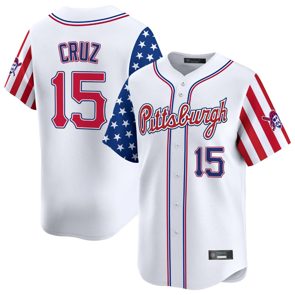 Keante P.Pirates #15 Oneil Cruz Player White 2025 Independence Day Vapor Premier Limited Stitched Jerseys