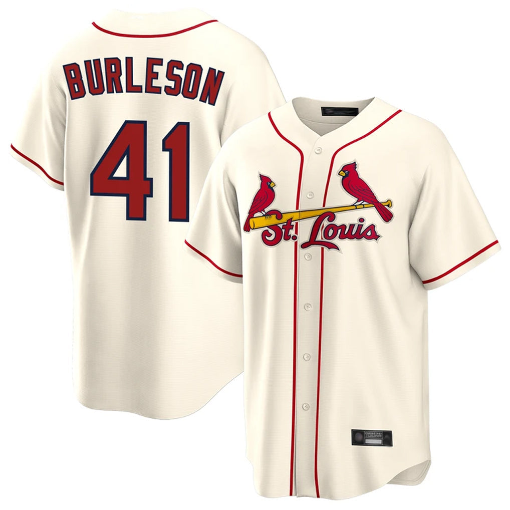 Keante St. Louis Cardinals #41 Alec Burlesona Player Cream Home Game Stitched Jerseys