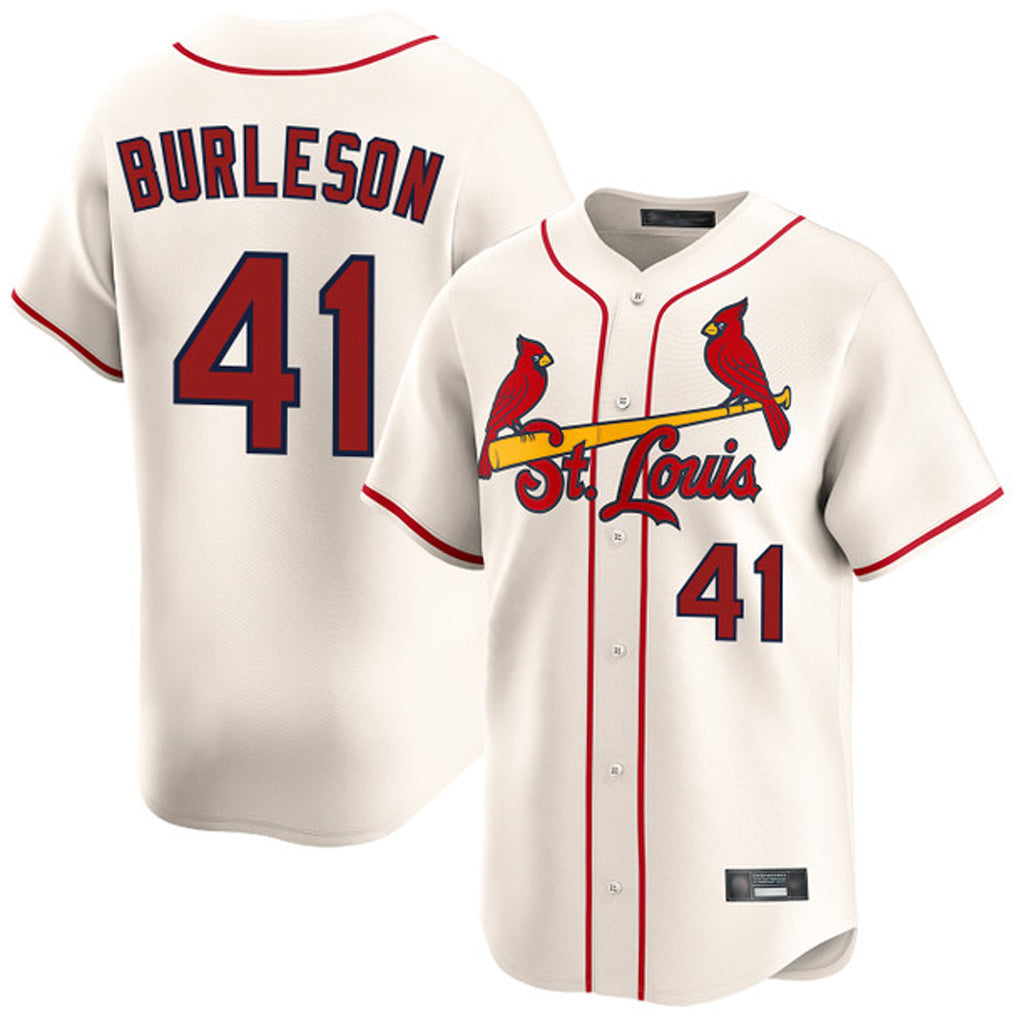Keante St. Louis Cardinals #41 Alec Burlesona Player Cream Home Limited Stitched Jerseys