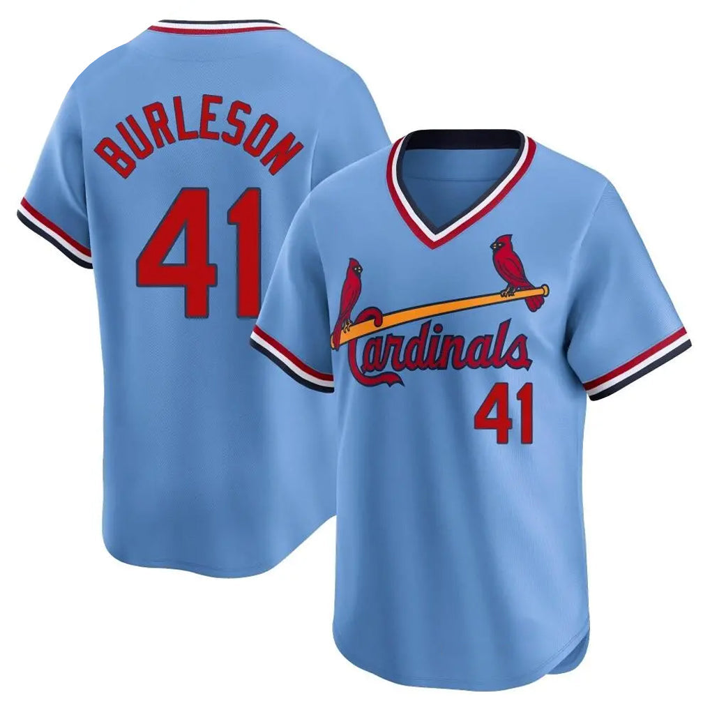 Keante St. Louis Cardinals #41 Alec Burlesona Player Light Blue City Connect Home T-shirt Stitched Jerseys