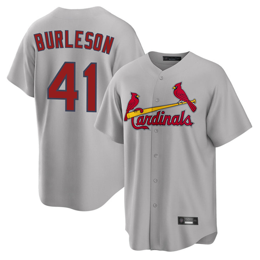 Keante St. Louis Cardinals #41 Alec Burlesona Player Gray Home Game Stitched Jerseys