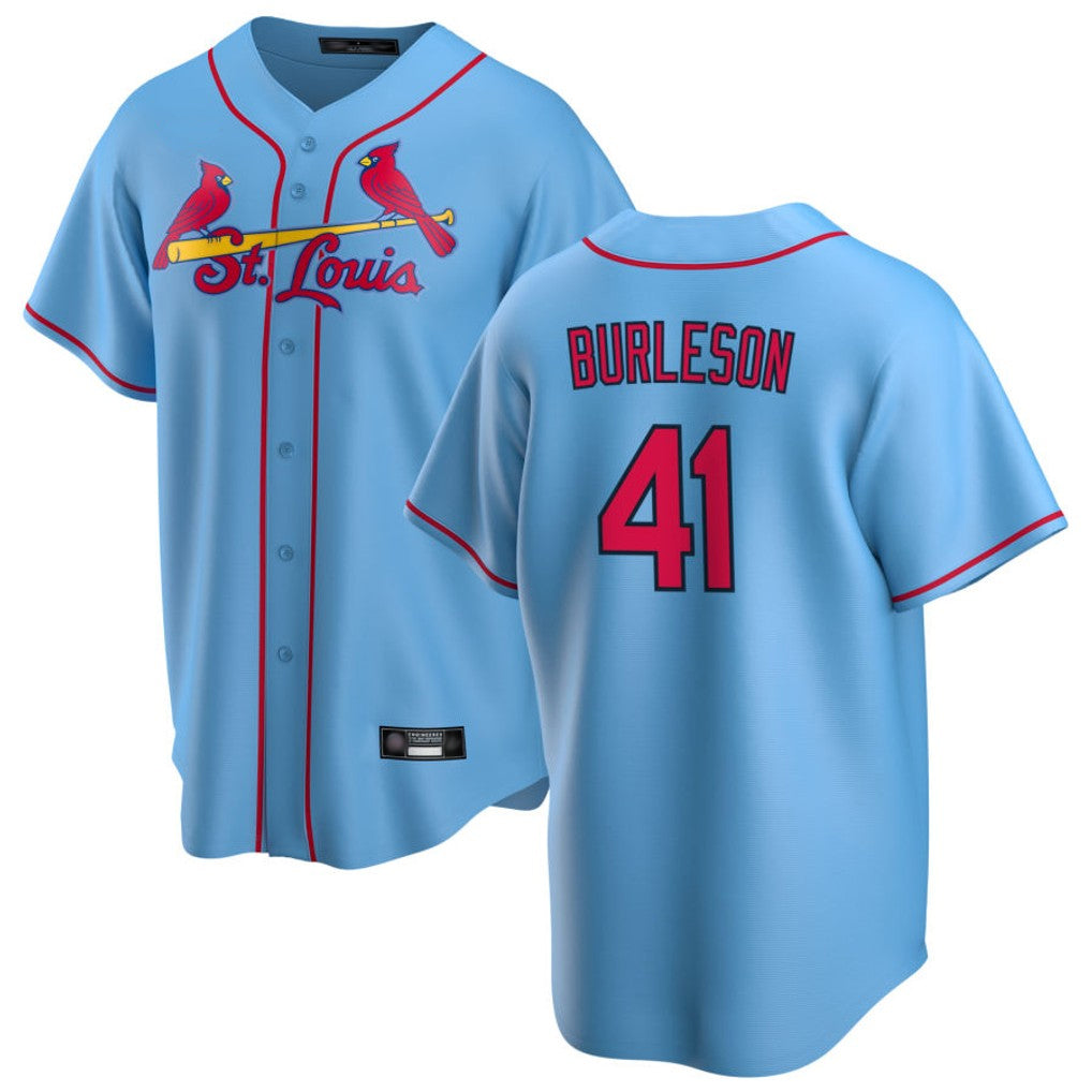 Keante St. Louis Cardinals #41 Alec Burlesona Player Light Blue Home Game Stitched Jerseys