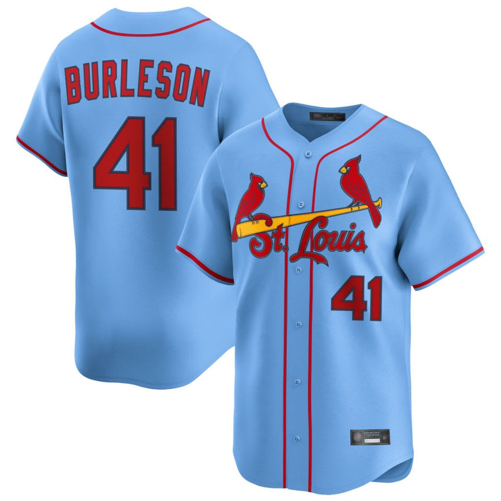 Keante St. Louis Cardinals #41 Alec Burlesona Player Light Blue Home Limited Stitched Jerseys