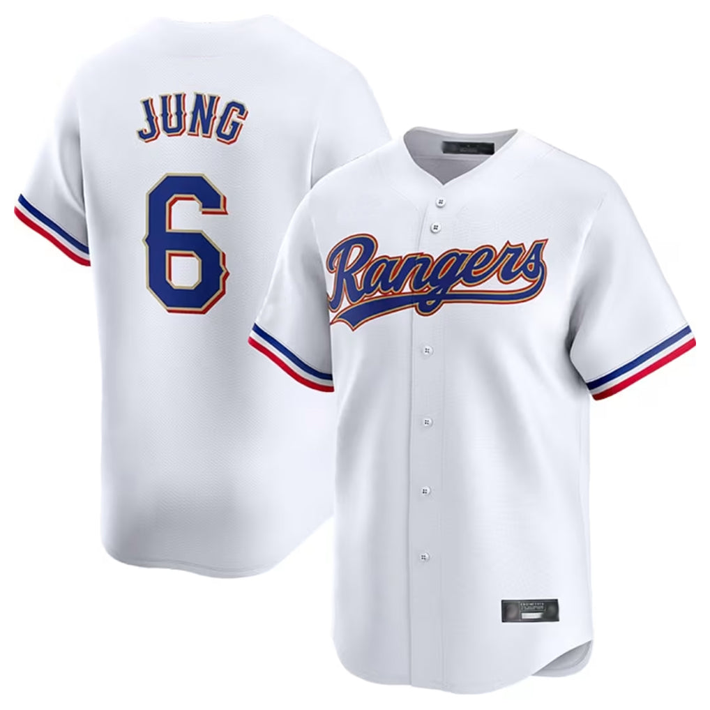 Keante T.Rangers #6 Josh Jung Player Gold Collection Limited White Stitched Jerseys