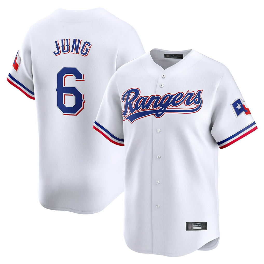 Keante T.Rangers #6 Josh Jung Player White&Blue Home Limited Stitched Jerseys