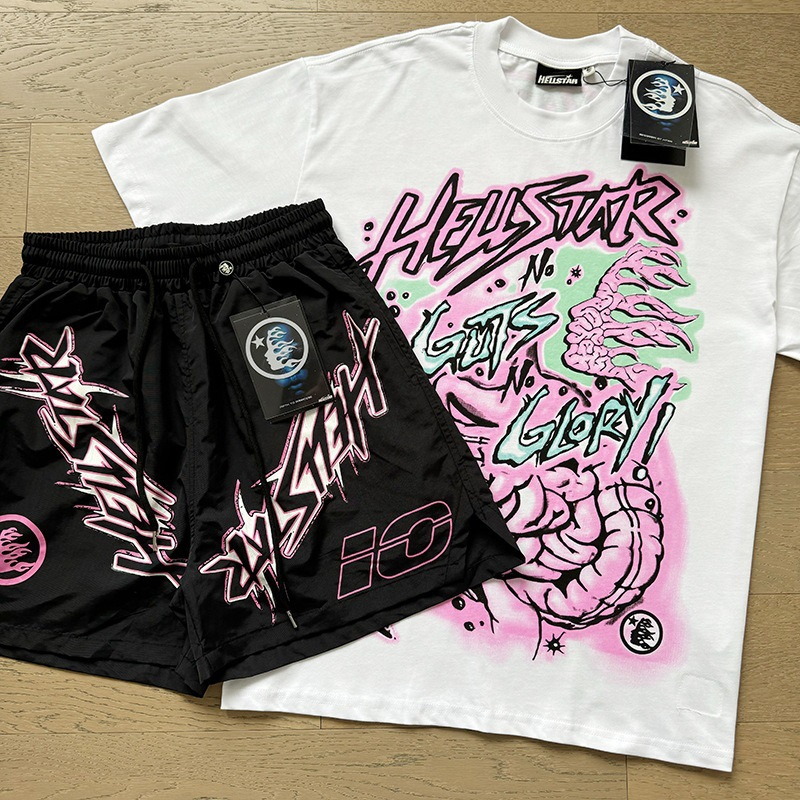 New Trendy H Hell Star Series Printed Double Yarn Pure Cotton Casual Unisex Summer Loose Short-Sleeve T-Shirt